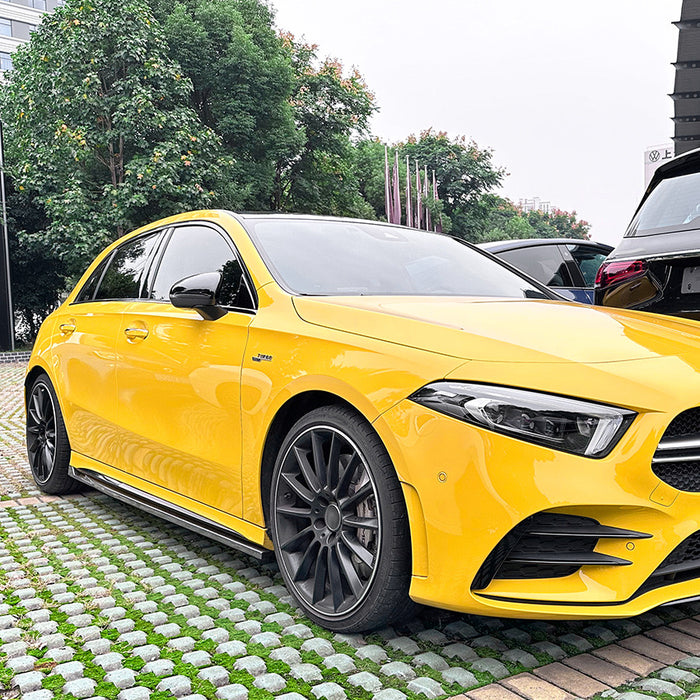 Glossy Black Side Skirts Extensions for Mercedes-Benz A Class【W177 V177 2018+】【A45S A35 AMG & A180/200/250 AMG Package】