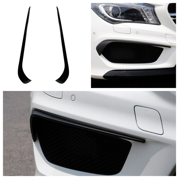 ABS Gloss Black 2 Pieces Front Bumper Upper Eyebrows Canards Vent Inserts For MERCEDES BENZ【C117 X117 CLA45 AMG CLA180/200/250】13-16 Pre-facelift