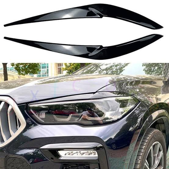 Glossy Black Headlight Eyelid Eyebrows Fit For BMW【X5 G05】2018-2025