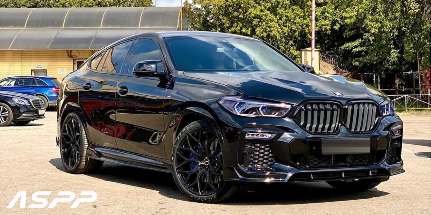 G06 X6 Pre-LCI Black-Out Kit Gloss Black Full Body Kit (Front Lip, Side Skirts, Rear Diffuser)