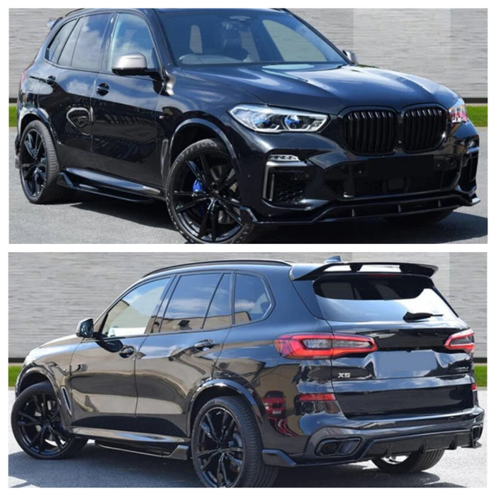 G05 X5 Pre-LCI Black-Out Kit Gloss Black Full Body Kit (Front Lip, Side Skirts, Rear Diffuser, Mid-Spoiler, Roof Spoiler, Mirror Covers, Grilles)