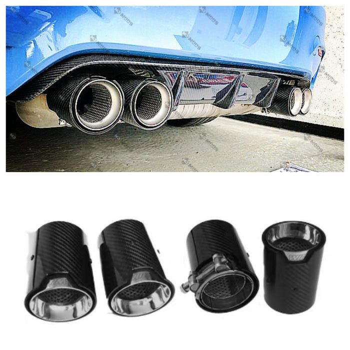 Glossy Black Carbon Fibre Exhaust Tips fit for F80 F82 F83 F87 M2 M3 M4 4 Pieces
