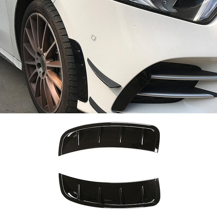 Glossy Black Front Bumper Side Vent Flag Insert Trim Canard for Mercedes-Benz A Class【W177 V177 2018+】【A35 AMG & A180/200/250 AMG Package】