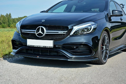 ABS Glossy Black Front Lip Splitter for Mercedes-Benz A Class【W176 16-18】【A45 AMG & A180/200/250 AMG Package】
