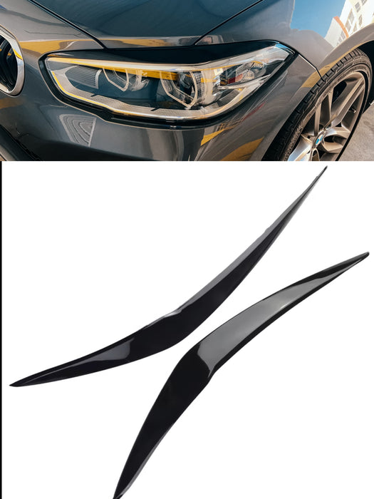 PP Glossy Black HEADLIGHT Eye Lids Eyebrows For BMW【F20 M140i M135i 130i 128i 125i 120i 118i】2011-2019