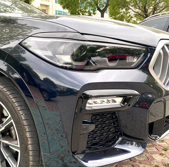 PP Glossy Black HEADLIGHT Eyebrows For BMW【X5 G05 X6 G06】2018-2024