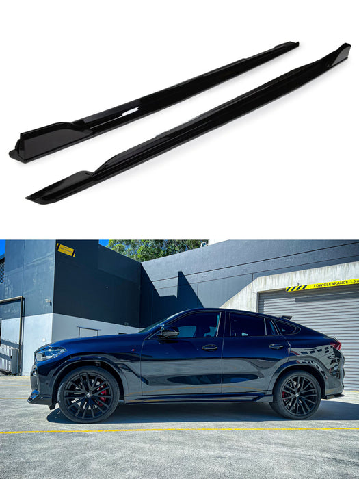 Gloss Black Side Skirt Extensions Fit For BMW【X6 G06】2018-2025