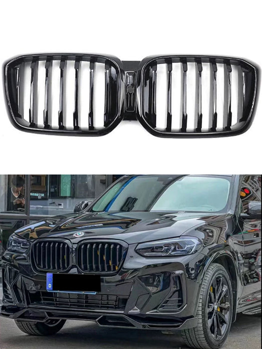 ABS Glossy Black Front Grille for BMW【X3 G01 & X4 G02 LCI】【M40i & 20i/20d/30i/30d/30e】LCI 2021+【Single Slats】