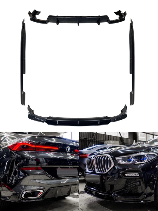 G06 X6 Pre-LCI Black-Out Kit Gloss Black Full Body Kit (Front Lip, Side Skirts, Rear Diffuser)