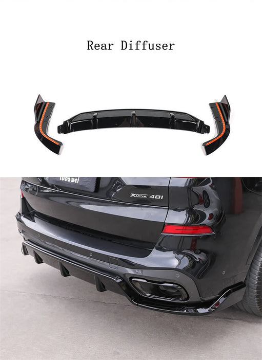 G05 X5 Pre-LCI Black-Out Kit Gloss Black Full Body Kit (Front Lip, Side Skirts, Rear Diffuser, Mid-Spoiler, Roof Spoiler,  Mirror Covers, Grilles)