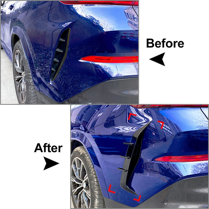 Glossy Black Rear Bumper Vents Cover Trims Canards Fit For BMW【X6 G06】2018-2023