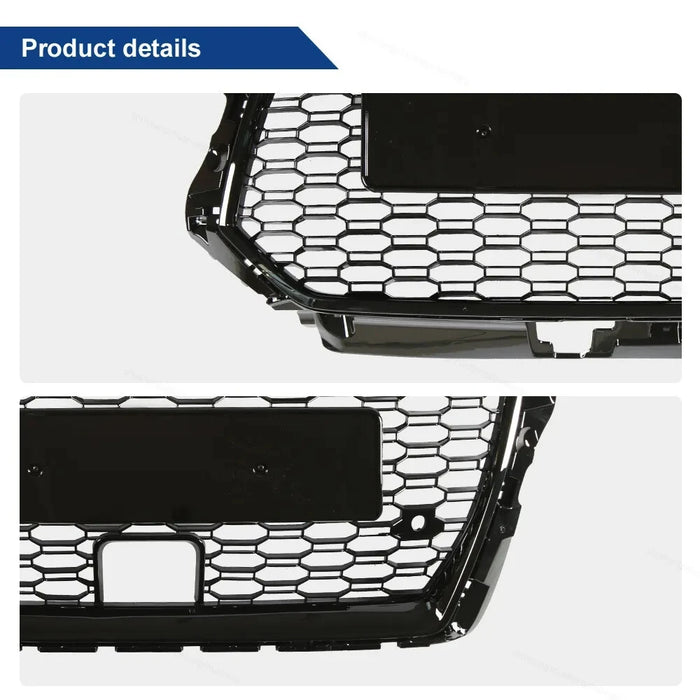 RS Style Honeycomb Sporty Gloss Black Front Grille Fit For AUDI S3 A3 8V FL 2017-2020 with ACC