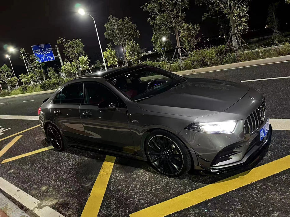 3PC Glossy Black Front Bumper Lip for Mercedes-Benz A Class【W177 V177 2018+】【A45S A35 AMG & A180/200/250 AMG Package】