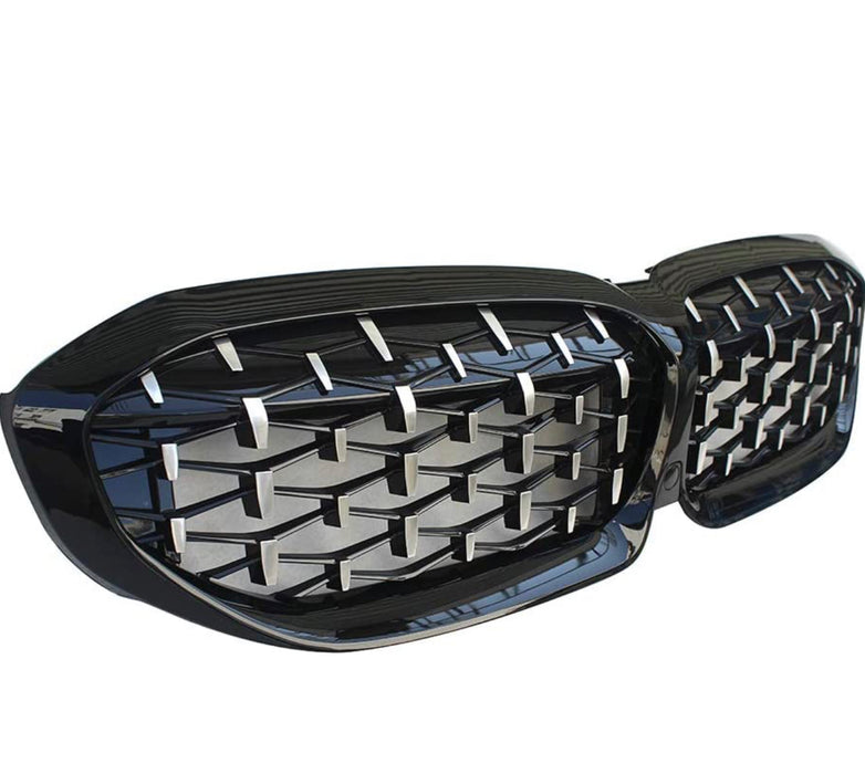 ABS Chrome and Black Front Grille fit for BMW【G20/G21 M340 330/320】【Diamond】2018-2022 Pre-LCI