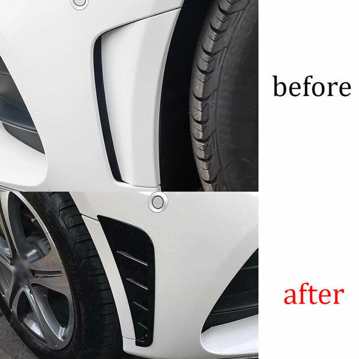 ABS Gloss Black Front Bumper Side Vent Trim Canards Flag Covers Kit 2 Pieces For Mercedes Benz C Class AMG Sport Package Facelift【W205/C205/S205/A205】【C200/C220/C250/C300/C350 & C43 AMG】19-22