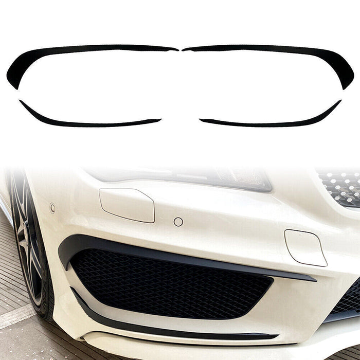 ABS Gloss Black 4 Pieces Front Bumper Upper Eyebrows Canards Vent Inserts For MERCEDES BENZ【C117 X117 CLA45 AMG CLA180/200/250】13-16 Pre-facelift