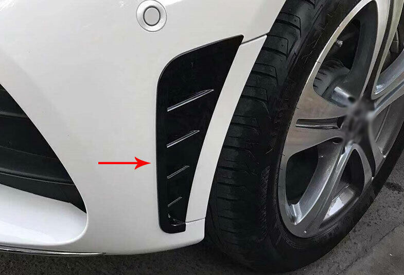 ABS Gloss Black Front Bumper Side Vent Trim Canards Flag Covers Kit 2 Pieces For Mercedes Benz C Class AMG Sport Package Facelift【W205/C205/S205/A205】【C200/C220/C250/C300/C350 & C43 AMG】19-22