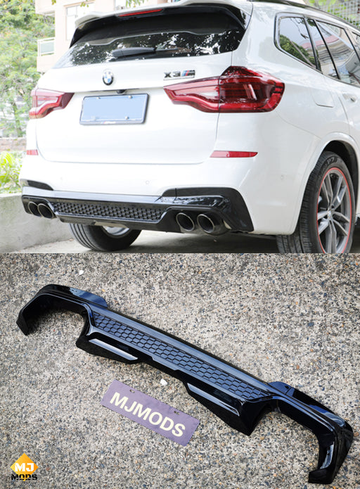 ABS Glossy Black Rear Bumper Diffuser for BMW【X3 G01 M40i & 30d 30i M Sport】2017+【B】 (6582260760650)