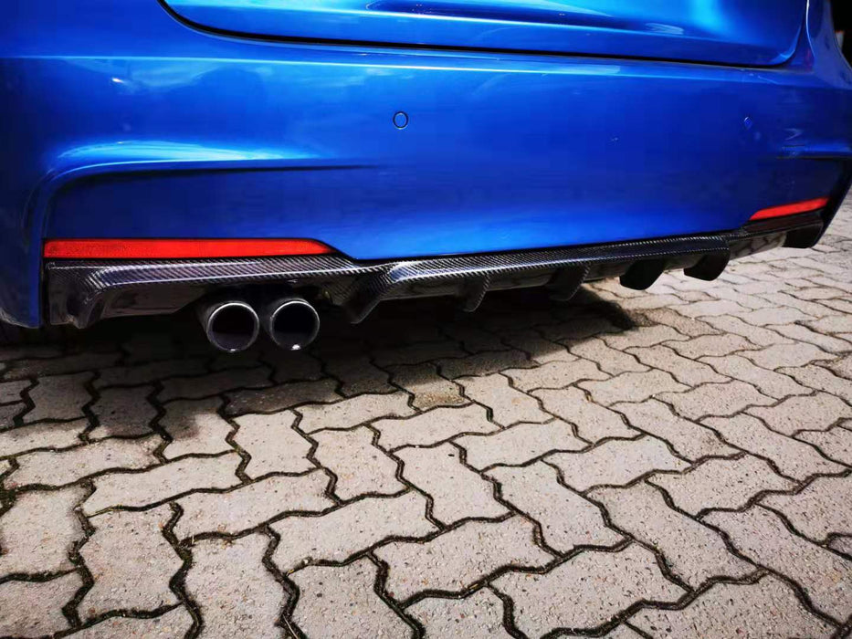 Carbon Fibre Rear Bumper Diffuser for BMW F30 M SPORT Kit - with Single Exhaust Outlet (4271862612042)