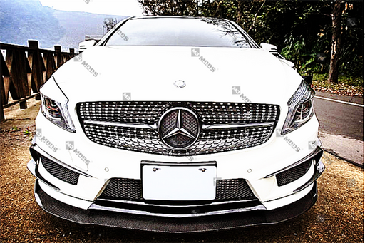 Carbon Fibre Front Bumper Lip for Mercedes-Benz A Class【W176 12-15】【A45 AMG & A180/200/250 AMG Package】【12-RZ Style】 (4150447571018)