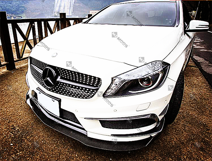 Carbon Fibre Front Bumper Lip for Mercedes-Benz A Class【W176 12-15】【A45 AMG & A180/200/250 AMG Package】【12-RZ Style】 (4150447571018)