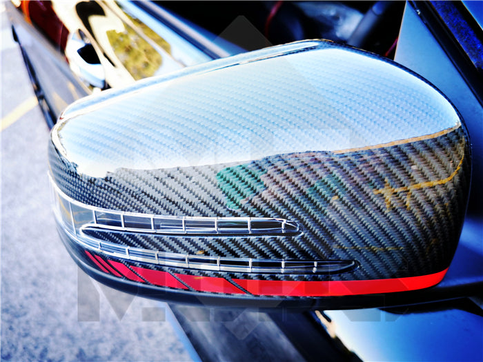 Carbon Fibre Mirror Cap Cover for Mercedes-Ben W204 CLA C117 W176 W246 W212 W221 AMG Red Band Replacement (4118333554762)