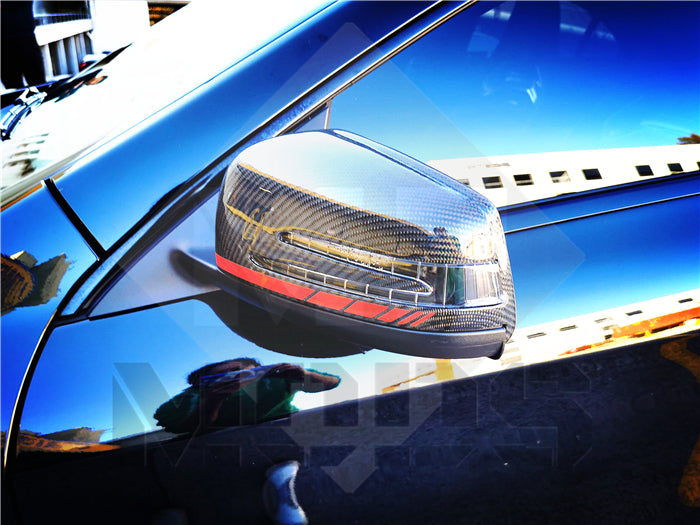 Carbon Fibre Mirror Cap Cover for Mercedes-Ben W204 CLA C117 W176 W246 W212 W221 AMG Red Band Replacement (4118333554762)