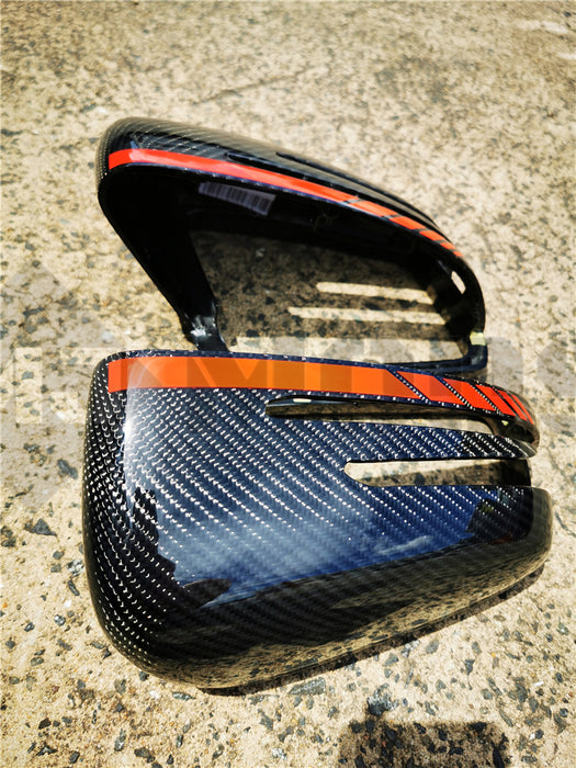 Carbon Fibre Mirror Cap Cover for Mercedes-Ben W204 CLA C117 W176 W246 W212 W221 AMG Red Band Replacement (4118333554762)