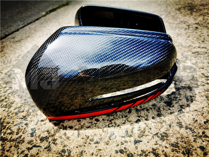 Carbon Fibre Mirror Cap Cover for Mercedes-Ben W204 CLA C117 W176 W246 W212 W221 AMG Red Band Replacement (4118333554762)