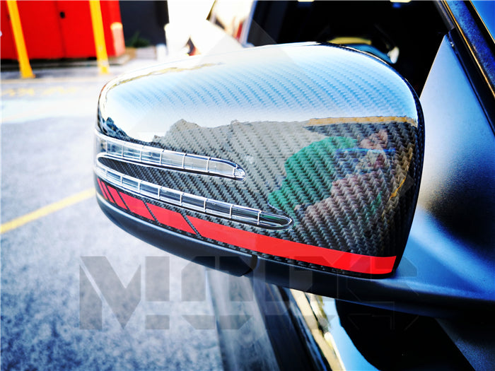 Carbon Fibre Mirror Cap Cover for Mercedes-Ben W204 CLA C117 W176 W246 W212 W221 AMG Red Band Replacement (4118333554762)