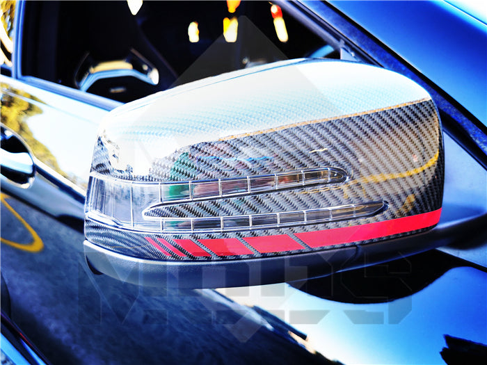 Carbon Fibre Mirror Cap Cover for Mercedes-Ben W204 CLA C117 W176 W246 W212 W221 AMG Red Band Replacement (4118333554762)