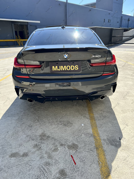 ABS GLOSSY BLACK REAR DIFFUSER fit for BMW【G20/G21 330/320 M Sport】【Twin】 (4577666105418)