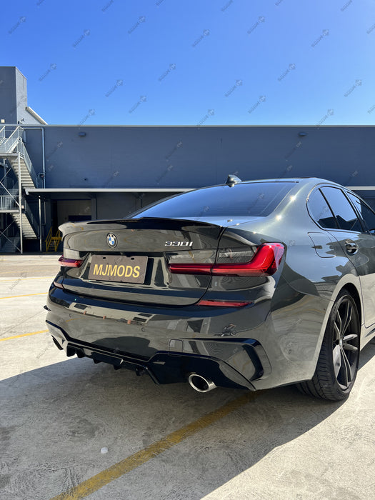 ABS GLOSSY BLACK REAR DIFFUSER fit for BMW【G20/G21 330/320 M Sport】【Twin】 (4577666105418)