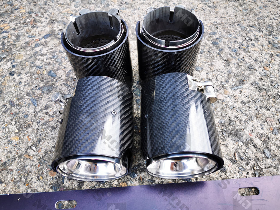 Glossy Black Carbon Fibre Exhaust Tips fit for F80 F82 F83 F87 M2 M3 M4 4 Pieces (4759334486090)