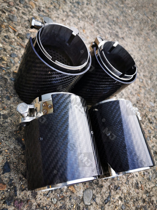 Glossy Black Carbon Fibre Exhaust Tips fit for F80 F82 F83 F87 M2 M3 M4 4 Pieces (4759334486090)