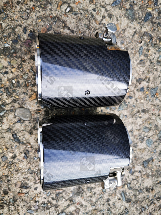 Glossy Black Carbon Fibre Exhaust Tips fit for F80 F82 F83 F87 M2 M3 M4 4 Pieces (4759334486090)