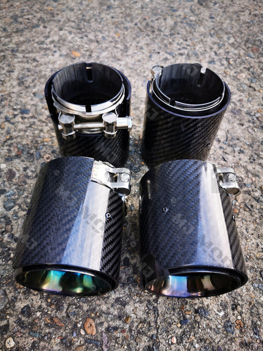 Glossy Black Carbon Fibre Exhaust Tips fit for F80 F82 F83 F87 M2 M3 M4 4 Pieces (4759334486090)