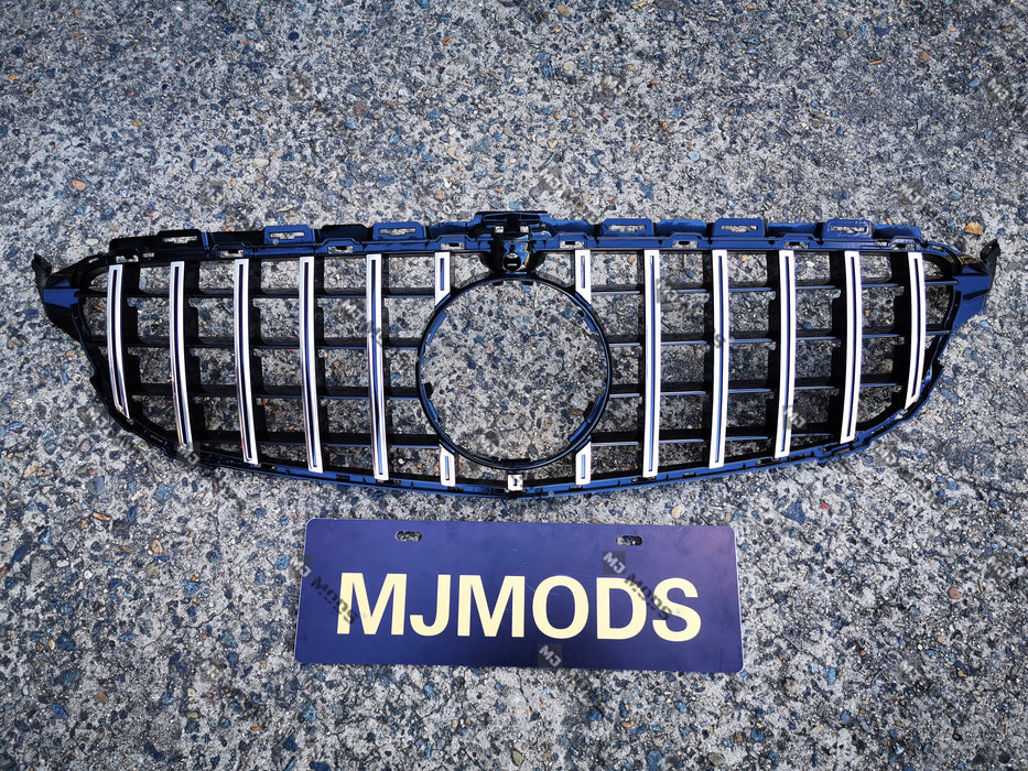 ABS Front Grille For Mercedes Benz C Class【W205/C205/S205/A205 C200/C220/C250/C300/C350/C43 AMG】【15-18】【15-GT Silver】 (4095909298250)