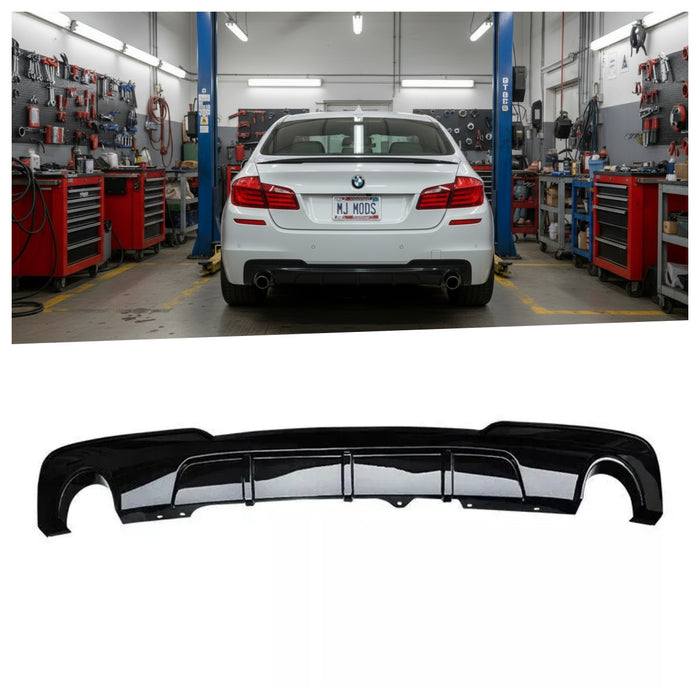 F10 M550i 540i 530i Gloss Black Rear Diffuser - Dual Exhaust Cutout MP Style