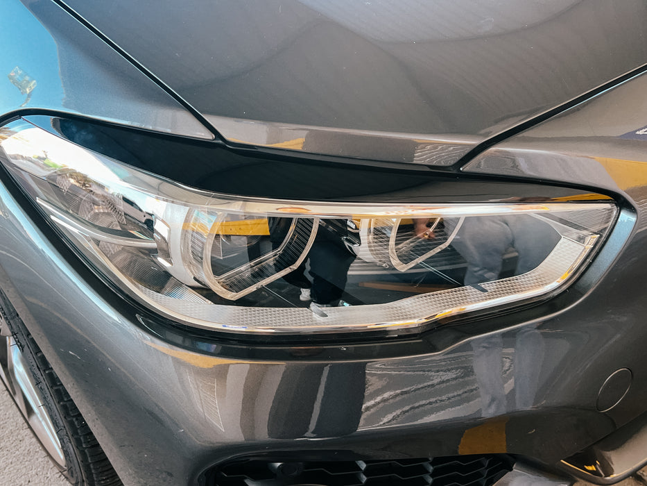 PP Glossy Black HEADLIGHT Eye Lids Eyebrows For BMW【F20 M140i M135i 130i 128i 125i 120i 118i】2011-2019