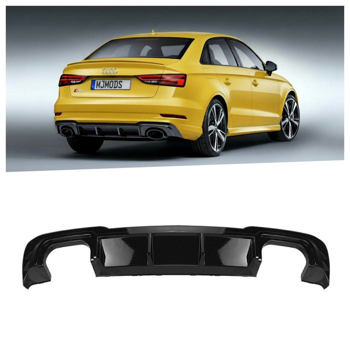 Audi A3 8V S-Line Sedan Gloss Black Rear Bumper Diffuser (2017–2020) – RS3 Style