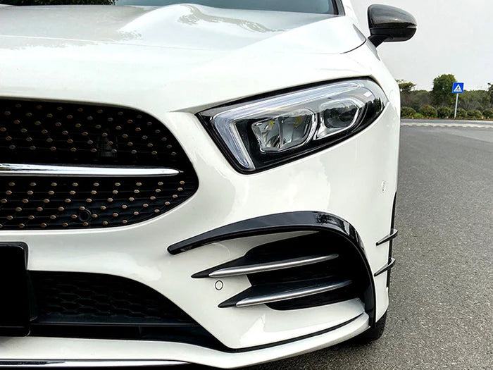 Glossy Black Front Bumper Air Blades for Mercedes-Benz A Class【W177 V177 2018+】【A35 AMG & A180/200/250 AMG Package】