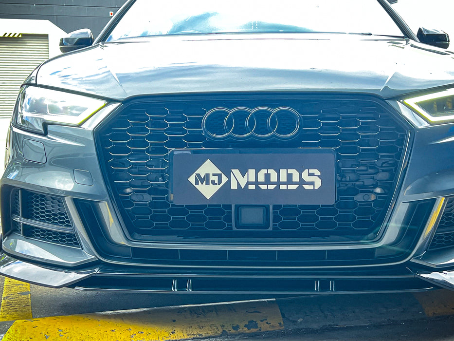 RS Style Honeycomb Sporty Gloss Black Front Grille Fit For AUDI S3 A3 8V FL 2017-2020 with ACC