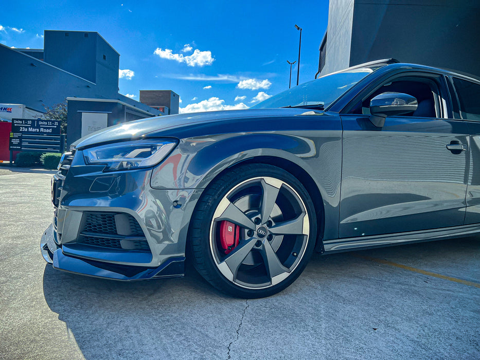 ABS GLOSS BLACK FRONT LIP SPLITTER AUDI S3 / A3 S-LINE 8V FL SEDAN 2017-2020 【ABT Style】