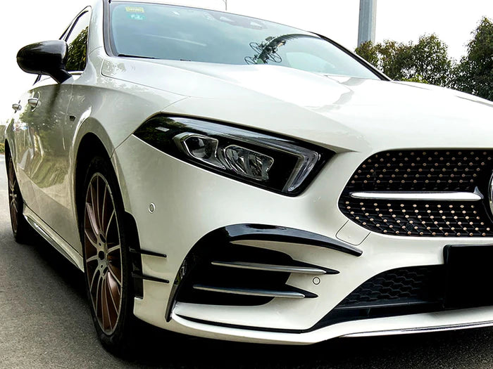 Glossy Black Front Bumper Air Blades for Mercedes-Benz A Class【W177 V177 2018+】【A35 AMG & A180/200/250 AMG Package】