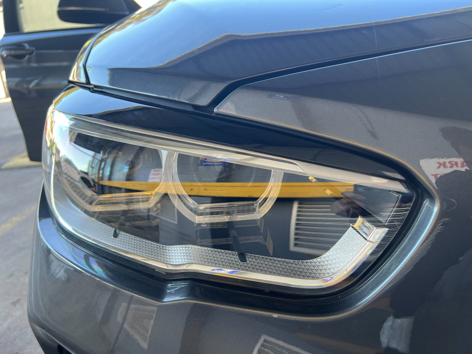 PP Glossy Black HEADLIGHT Eye Lids Eyebrows For BMW【F20 M140i M135i 130i 128i 125i 120i 118i】2011-2019