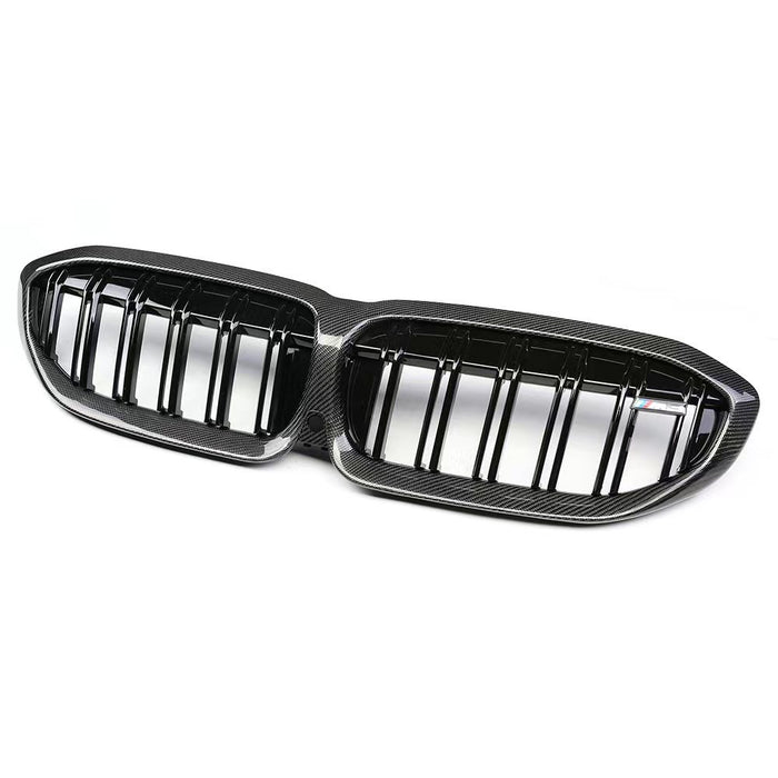 Carbon Fibre Glossy Black Front Grille fit for BMW【G20/G21 M340 330/320】【twin】2018-2022 Pre-LCI