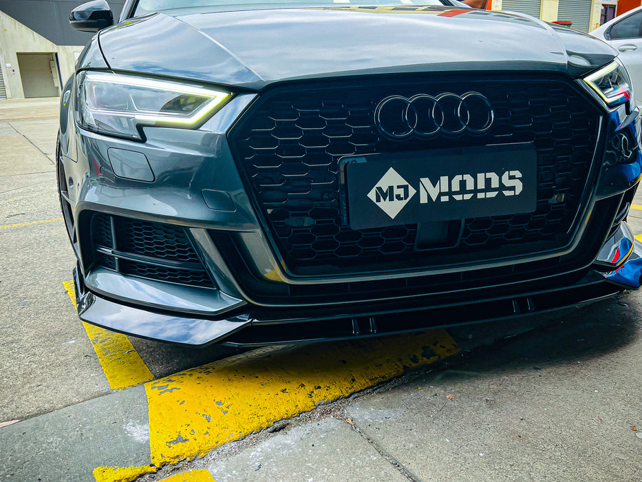 RS Style Honeycomb Sporty Gloss Black Front Grille Fit For AUDI S3 A3 8V FL 2017-2020 with ACC