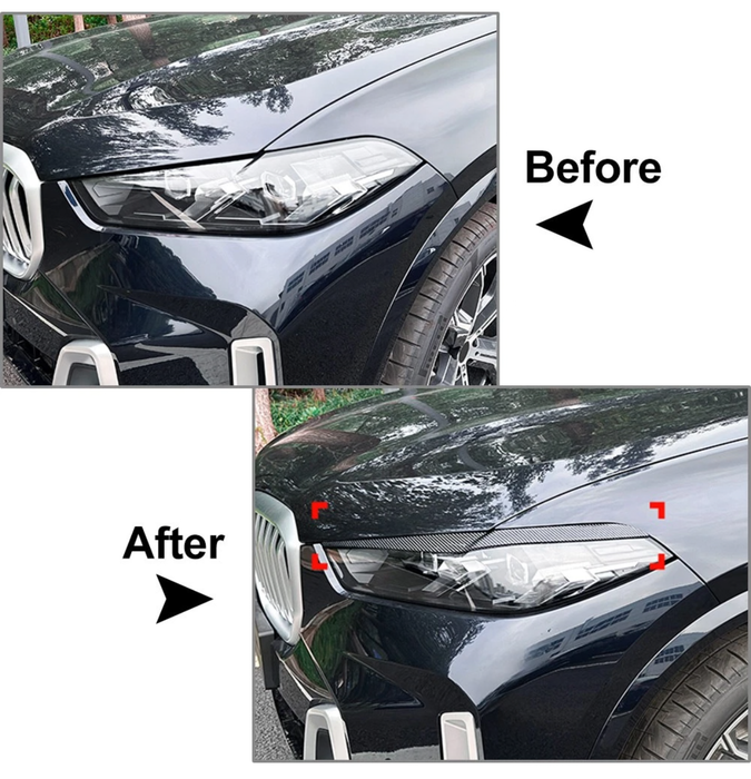 Glossy Black HEADLIGHT Eyebrows For BMW【X5 G05 X6 G06】LCI 2023-2026