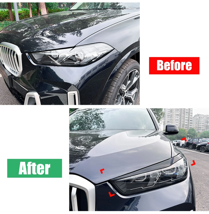 Glossy Black HEADLIGHT Eyebrows For BMW【X5 G05 X6 G06】LCI 2023-2026